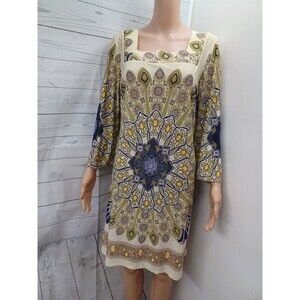 White Mark Couture Dress Stretch Floral Sheath Rhinestones Long Sleeve Sz L